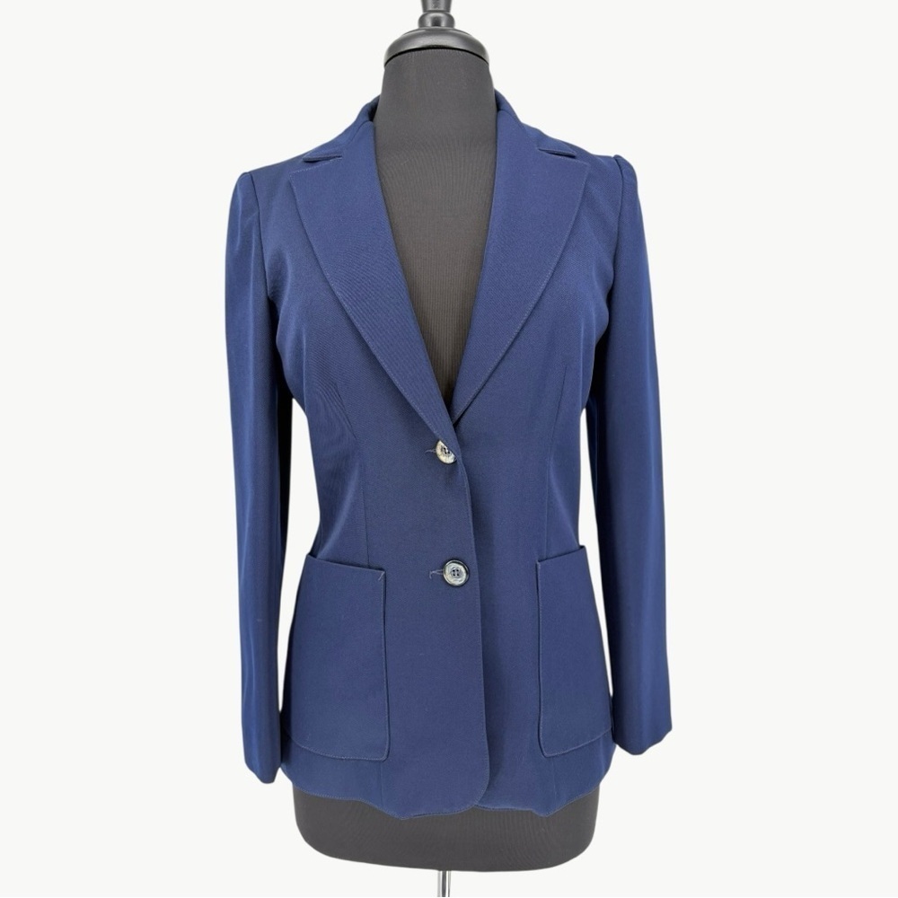 Vintage 70s IGLWU Union Made Panther Button Blazer Size 9 10 Navy Blue Classic